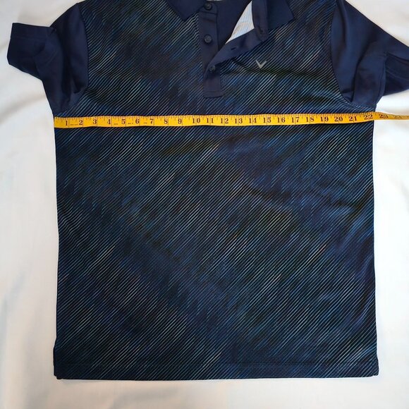 Callaway Opti-Dri Navy Blue Striped Short Sleeve Golf Tee Polo Shirt Size Medium - Picture 7 of 8